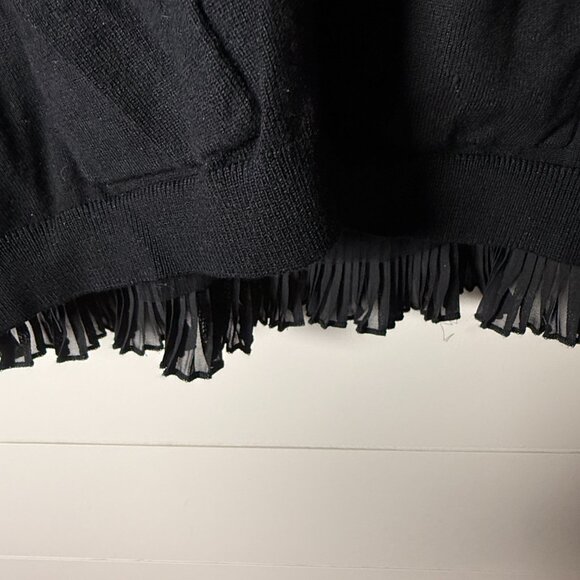 Leo & Ugo Black Back Ruffle Detail Button/Snap Front Cardigan Front Pockets Sz 4 - Picture 7 of 13